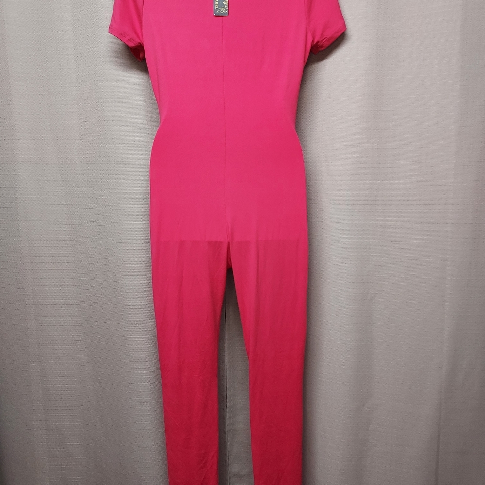 Boutique cute size L fuchsia jumpsuit - Picture 3 of 4
